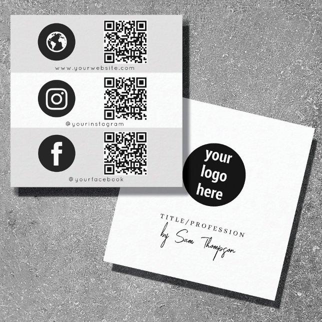 Triple Icon & QR Code Business Social Media Logo Calling Card (Triple Icon & QR Code Business Social Media Logo Calling Card)