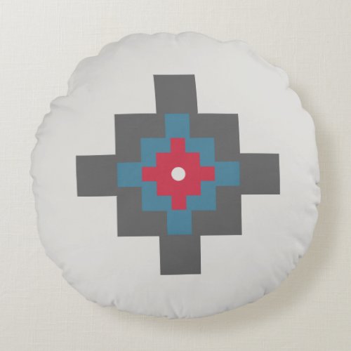 Triple Inka Cross Geometric Design Round Pillow