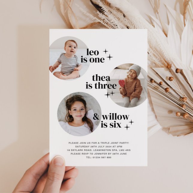 Triple Joint Birthday Invitation with Arches (Creator Uploaded)