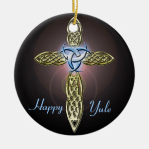 Triple Lunar Celtic Cross Tree Ornament Circle