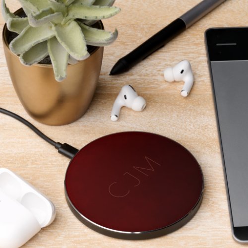 Triple Monogram Blood Red Ombr Wireless Charger