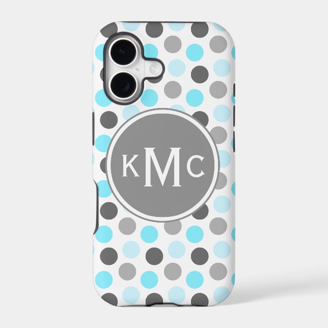 Triple Monogram Blue Gray Dots Iphone Case (Back)