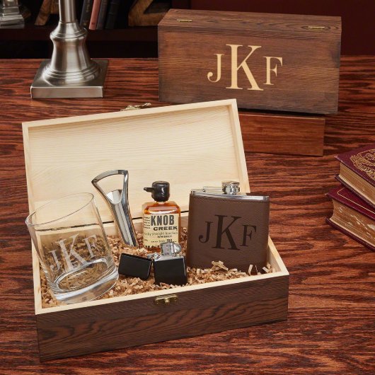 Triple Monogrammed All the Vices Set with Flask (Front)