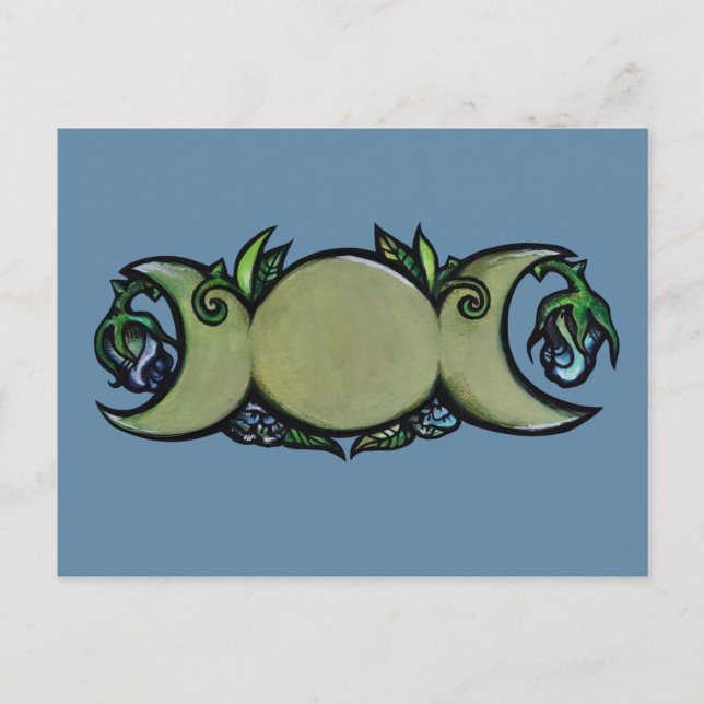 Triple Moon Bloom – Botanical Wiccan Symbol   Postcard (Front)