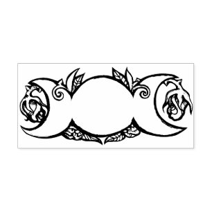 Triple Moon Bloom – Botanical Wiccan Symbol Self-inking Stamp