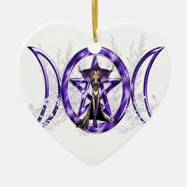 Triple Moon Elf Ceramic Ornament (Front)