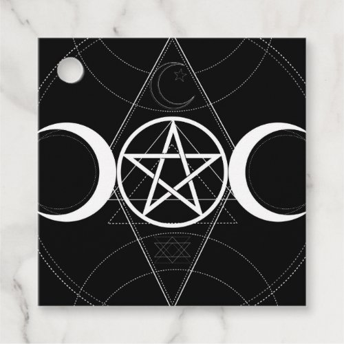 Triple Moon Geometry Pentagram Wicca Birthday Favor Tags