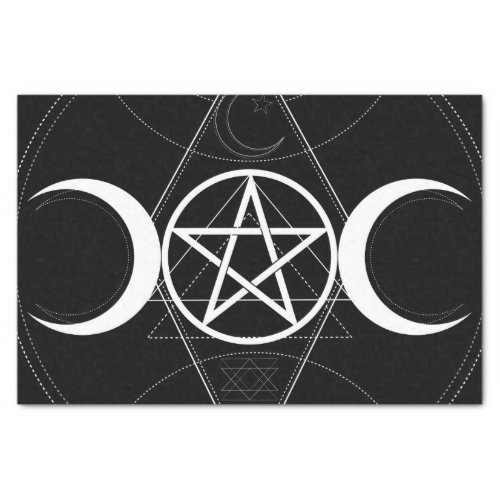 Triple Moon Geometry Pentagram Wicca Birthday Tissue Paper