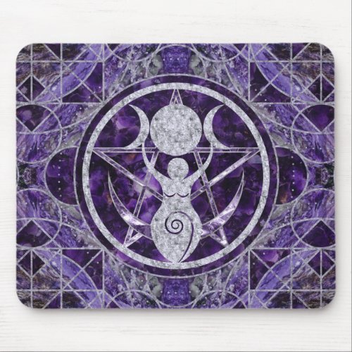 Triple Moon _ Goddess _Amethyst and Silver Mouse Pad