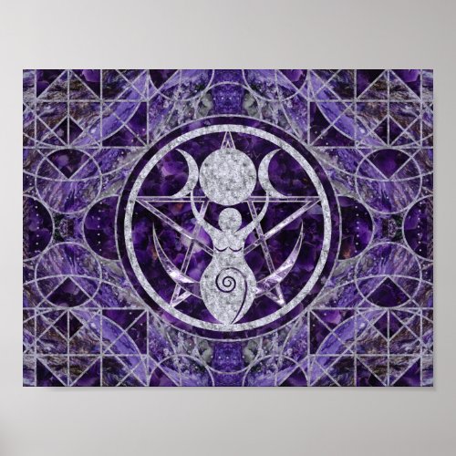Triple Moon _ Goddess _Amethyst and Silver Poster
