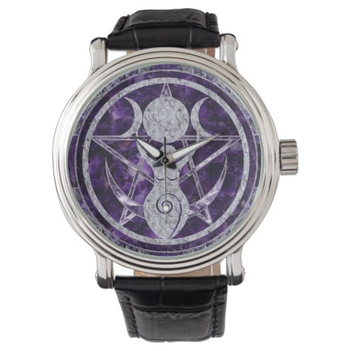 Triple Moon _ Goddess _Amethyst and Silver Watch