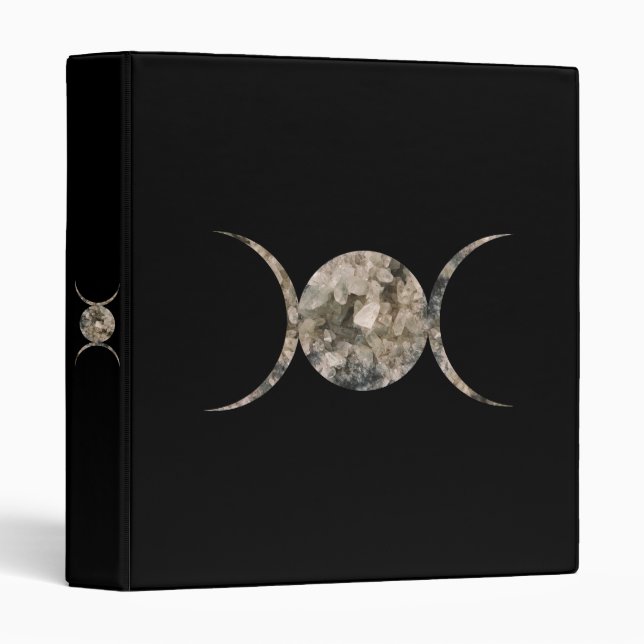 Triple Moon Goddess Clear Quartz Crystal 3 Ring Binder (Front/Spine)