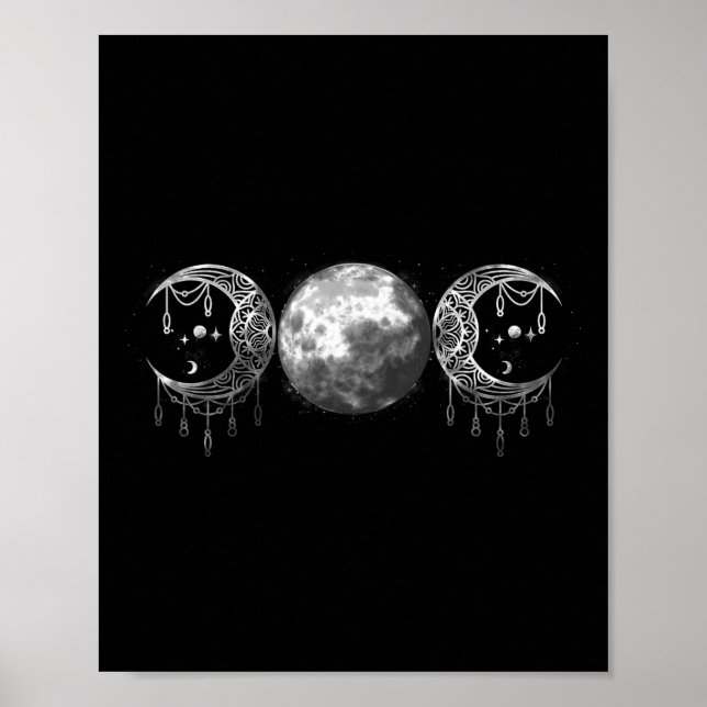 Triple-moon Goddess Feminist Pagan Witch Halloween Poster (Front)