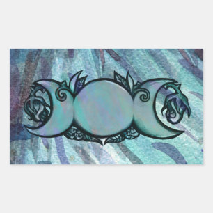 Triple Moon Goddess Gaia Artwork Green Witch Rectangular Sticker