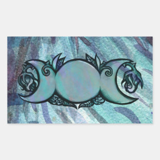 Triple Moon Goddess Gaia Artwork Green Witch       Rectangular Sticker