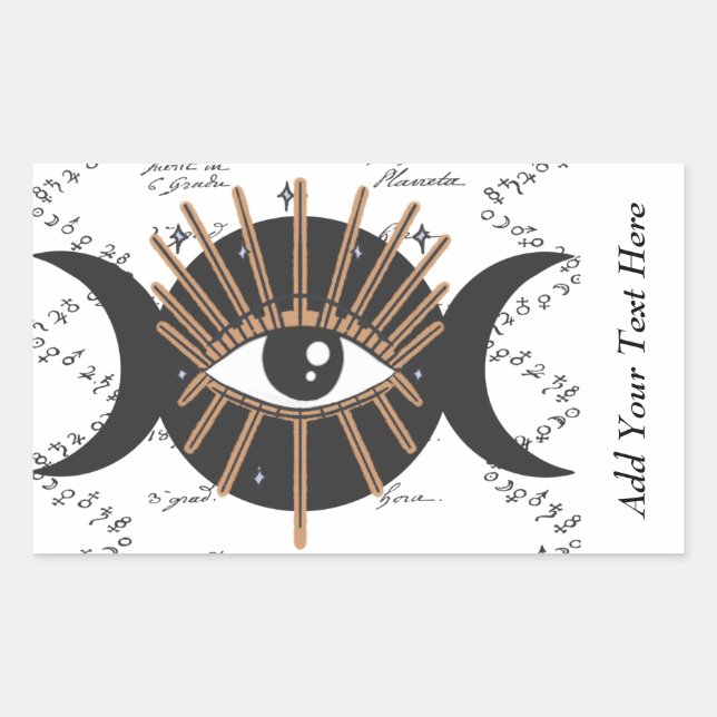 Triple Moon Goddess Illuminated Eye Rectangular Sticker (Front)