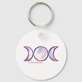 triple moon goddess iridescent pearl keychain