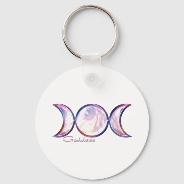 triple moon goddess iridescent pearl keychain (Front)