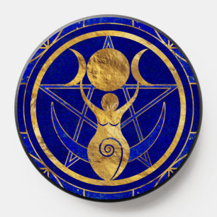 Triple Moon - Goddess -Lapis Lazuli and Gold PopSocket