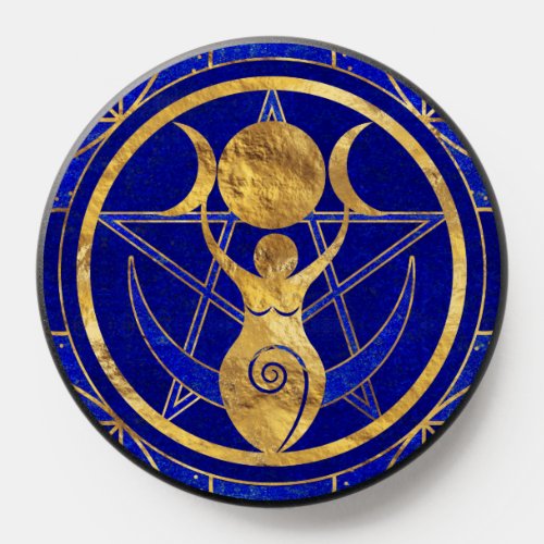Triple Moon _ Goddess _Lapis Lazuli and Gold PopSocket