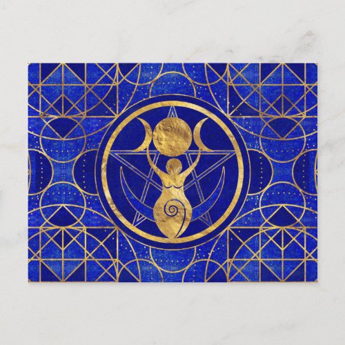 Triple Moon _ Goddess _Lapis Lazuli and Gold Postcard