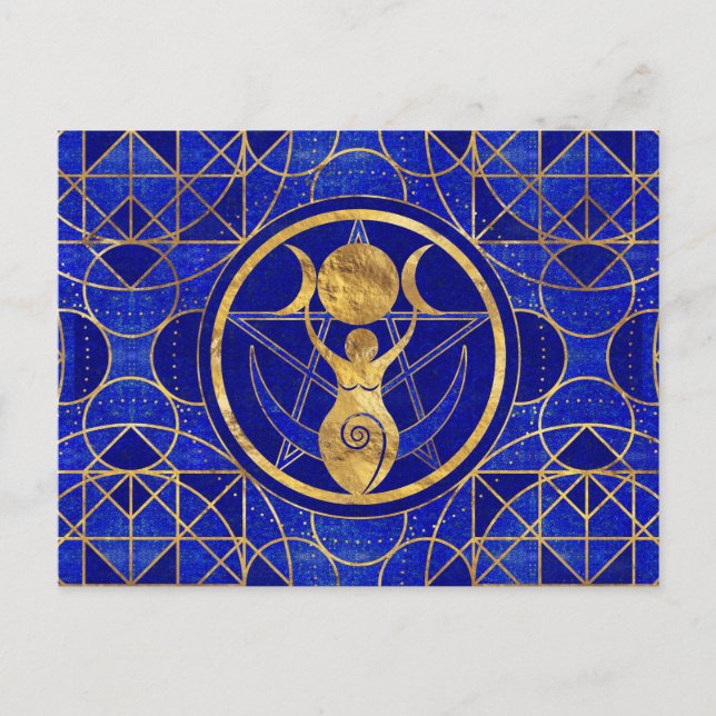 Triple Moon - Goddess -Lapis Lazuli and Gold Postcard (Front)
