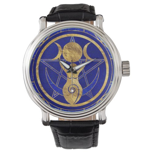 Triple Moon _ Goddess _Lapis Lazuli and Gold Watch