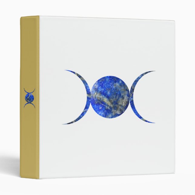 Triple Moon Goddess Lapis lazuli Crystal  3 Ring Binder (Front/Spine)