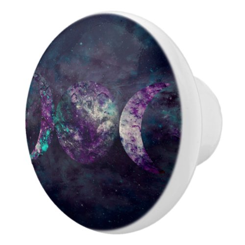 Triple Moon Goddess Luna Universe Ceramic Knob