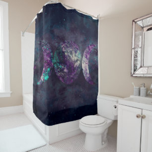 Triple Moon Goddess Luna Universe Space Shower Curtain
