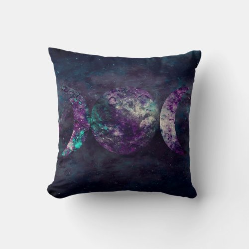 Triple Moon Goddess Luna Universe Throw Pillow