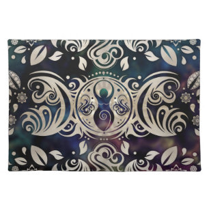 Triple Moon Goddess Moonlight purple #1 Cloth Placemat