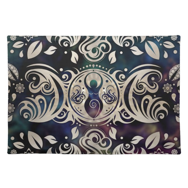 Triple Moon Goddess Moonlight purple #1 Cloth Placemat (Front)