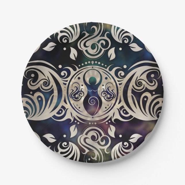 Triple Moon Goddess Moonlight purple #1 Paper Plates (Front)