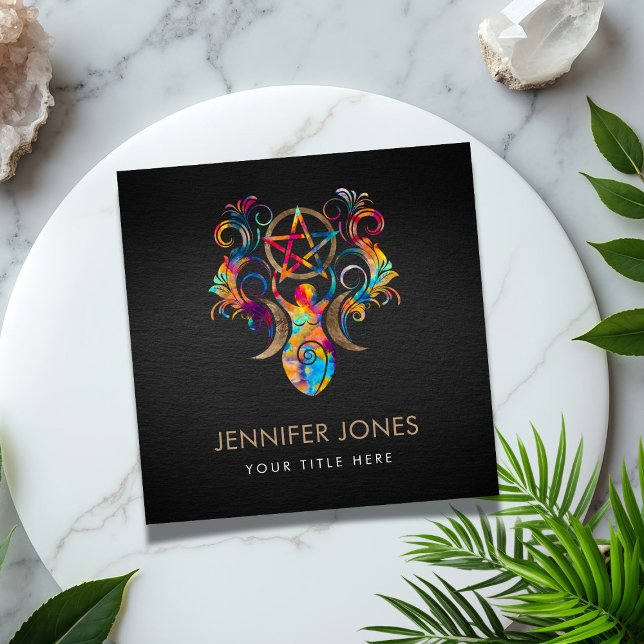 Triple Moon Goddess Ornament Square Business Card (Creator Uploaded)