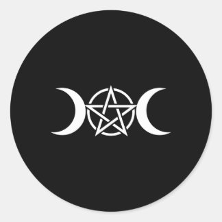 Triple Moon Goddess Pentacle Pagan Wiccan Occult Classic Round Sticker