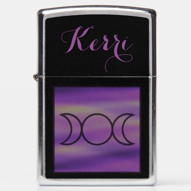 Triple Moon Goddess - Personalized Zippo Lighter (Front)