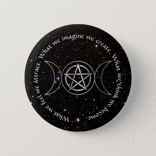 Triple Moon Goddess Wicca Pentacle Button