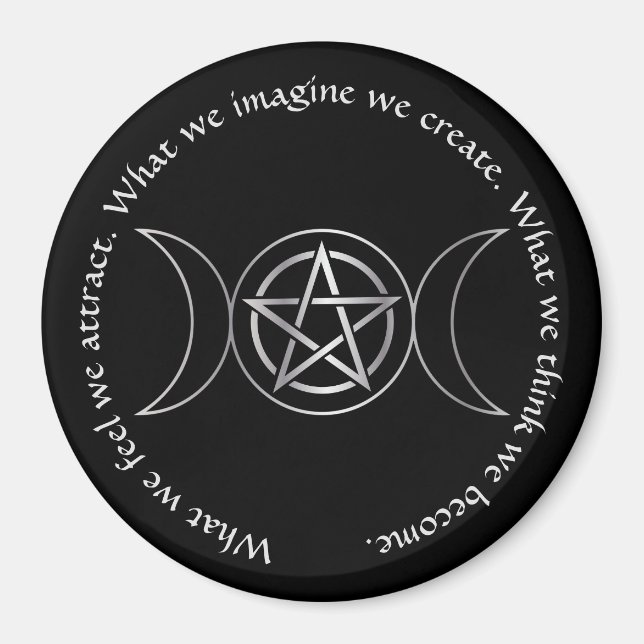 Triple Moon Goddess Wicca Pentacle Magnet (Front)