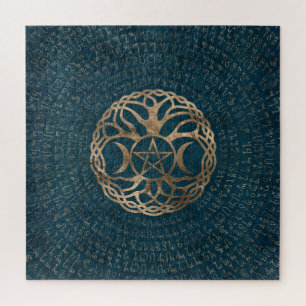 Triple Moon Goddess with pentagram Jigsaw Puzzle