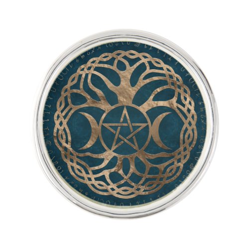 Triple Moon Goddess with pentagram Lapel Pin