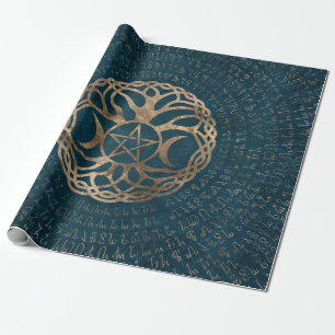 Triple Moon Goddess with pentagram Wrapping Paper