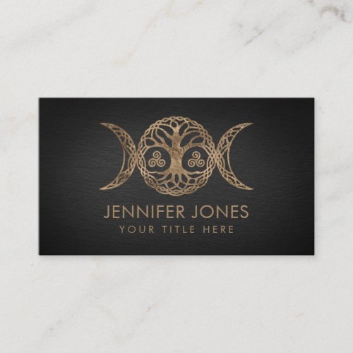 Triple Moon Goddess with triskele and tree of life Business Card