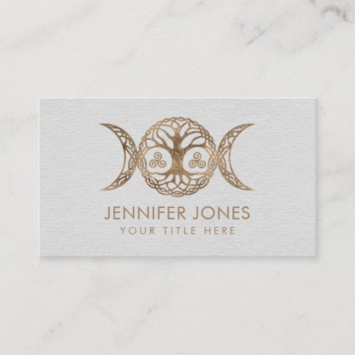 Triple Moon Goddess with triskele and tree of life Business Card