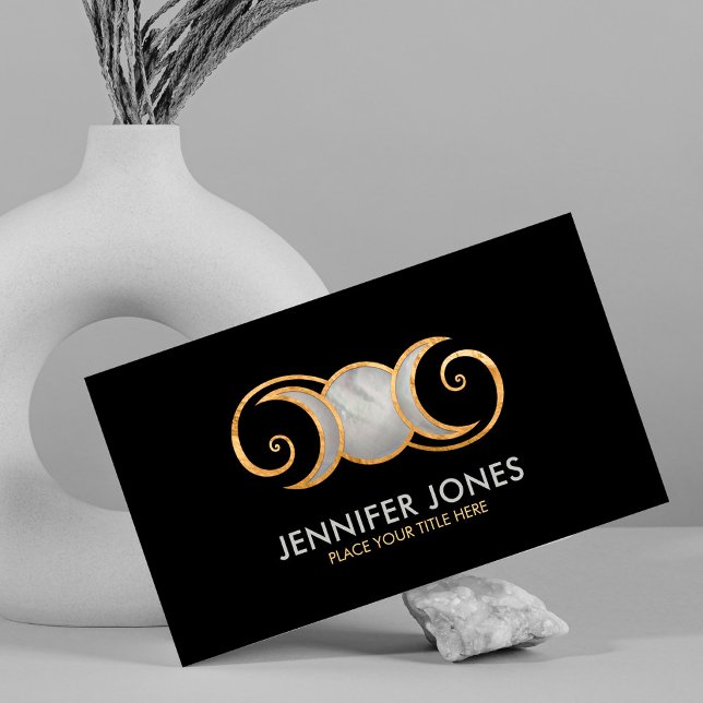 Triple Moon - Golden Spiral Ornament Business Card (Creator Uploaded)