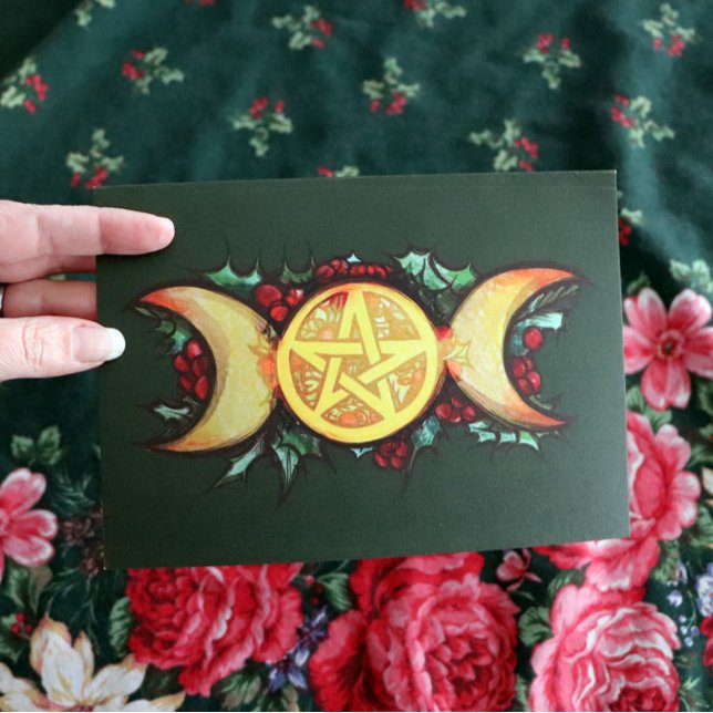 Triple Moon Holly Yule Art                         Card (Creator Uploaded)