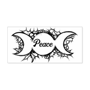 Triple Moon Holly Yule Art Self-inking Stamp