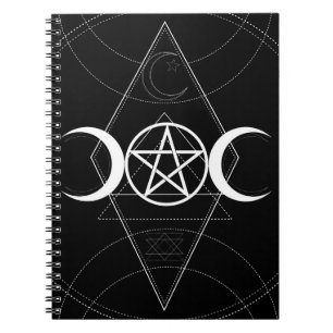 Triple Moon Luna Geometry Pentagram Wicca Wiccan Notebook