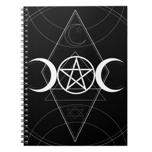 Triple Moon Luna Geometry Pentagram Wicca Wiccan Notebook