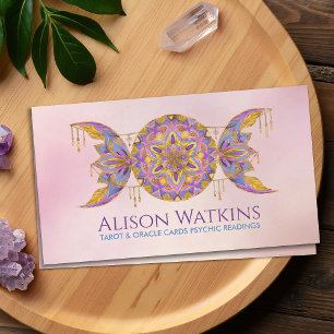 Triple Moon Mandala Ornament Business Card